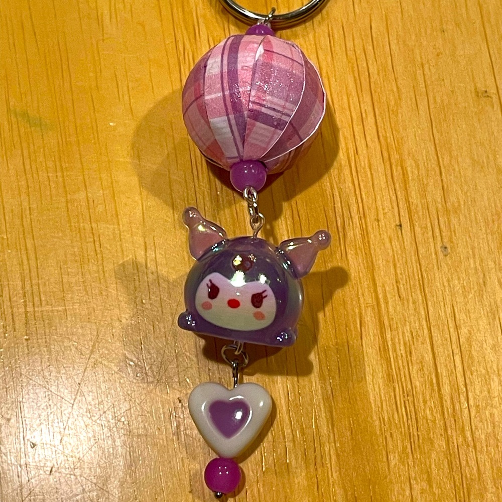 Bunny kuromi keychain (with decoupage beading too) !!